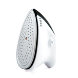 A white and black Leco handheld garment steamer shown from a side angle on a clean white background.
